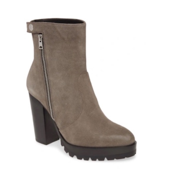 All Saints Shoes - AllSaints Ana Gray Suede Lug Sole Ankle Boots